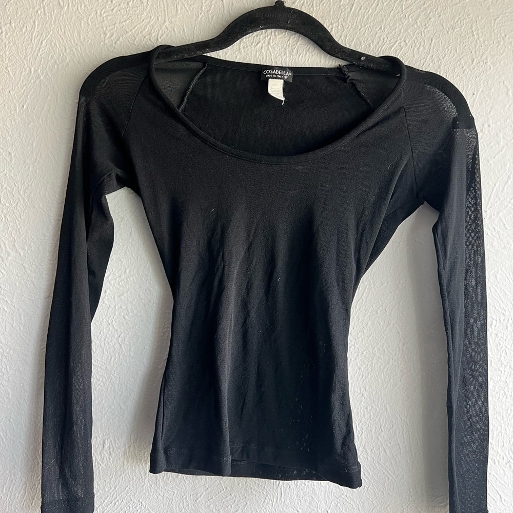 Cosabella Black Long Sleeve Scoop Neck Tee
